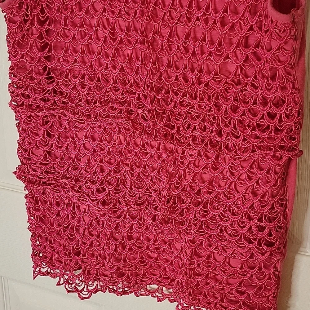 Cato Sleeveless Top Hot Pink Lace Overlay Front large
